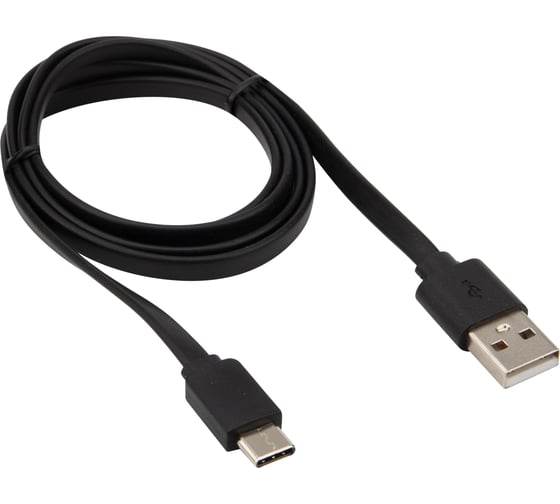 Плоский кабель USB Type-C - USB REXANT 2,4A черный 1 м 18-1888