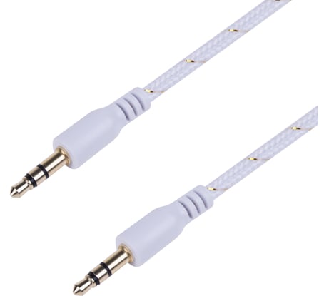 Кабель AUX аудио 3.5 мм REXANT в тканевой оплетке 1 м белый 18-4070
