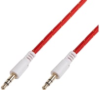 Кабель AUX аудио 3.5 мм REXANT в тканевой оплетке 1 м красный 18-4076
