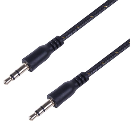 Кабель AUX аудио 3.5 мм REXANT в тканевой оплетке 1 м черный 18-4071