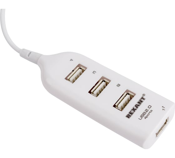 Разветвитель USB 2.0 на 4 порта белый REXANT 18-4105-1