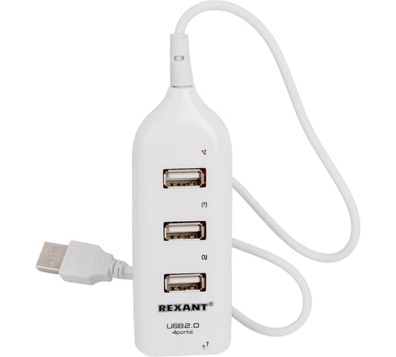 Разветвитель USB 2.0 на 4 порта белый REXANT 18-4105-1