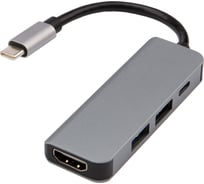 Разветвитель REXANT USB Type-C на 4 порта: 1xHDMI/2xUSB 3.0 PD/1xType-C PD 18-4151