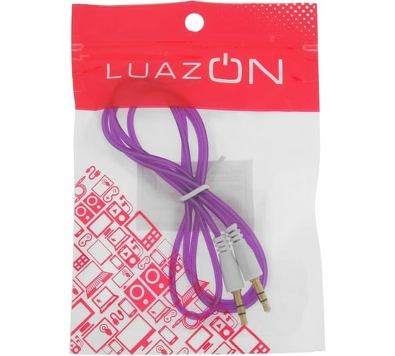 Аудио кабель LUAZON AUX Jack 3.5 мм(m)-Jack 3.5 мм(m), прозрачная оплетка, 1 м, фиолетовый 4310403