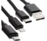 Кабель 3 в 1 LUAZON microUSB/Type-C/Lightning - USB, 2 А, 1 м, оплётка нейлон, черный 4310382 2