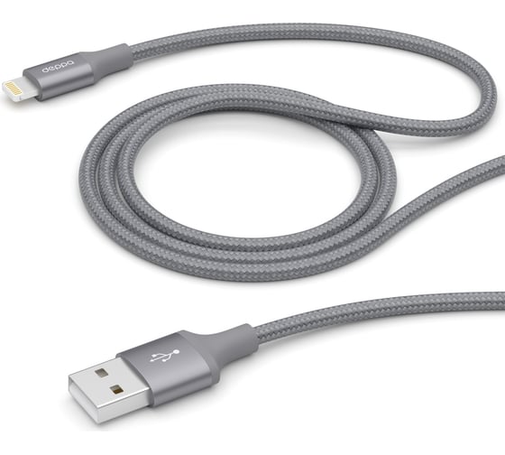 Дата-кабель Deppa USB - 8-pin для Apple, алюминий/ нейлон, MFI, 1. 2м, графит 72189 1