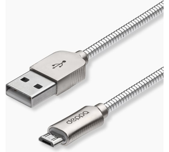 Дата-кабель Deppa Metal USB - micro USB, алюминий, 1. 2м, стальной 72273 1