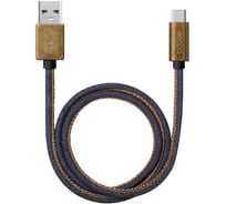 Дата-кабель Deppa Jeans USB - Type-C, медь/ джинса, 1. 2м, синий 72277