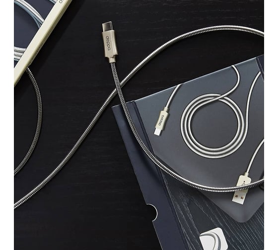 Дата-кабель Deppa Metal USB - Type-C, алюминий, 1.2м, стальной 72274