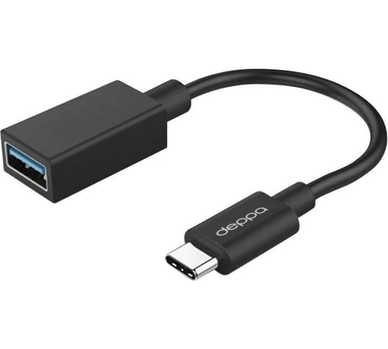 Адаптер Deppa Type-C - USB A ( f) , USB 3. 0, 0. 15м, черный 72208