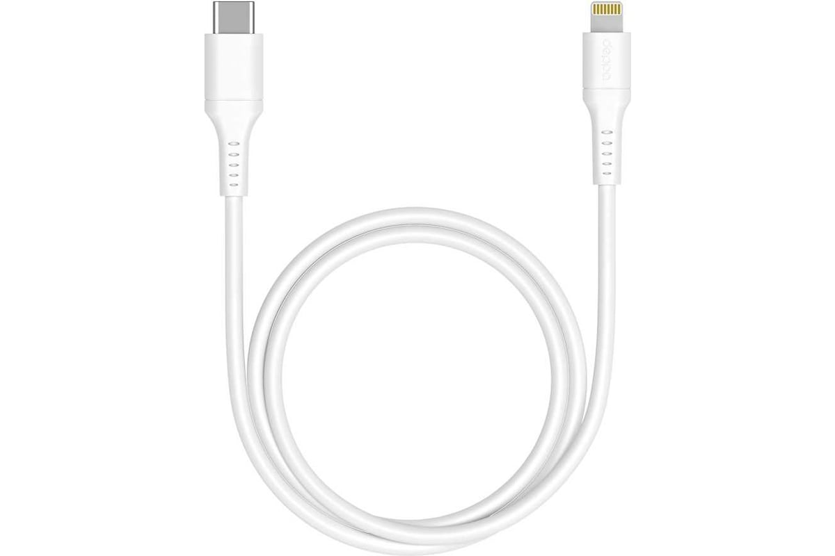 Дата-кабель Deppa USB-C - Lightning, MFI, 60W, 1. 2м, белый 72231 ...