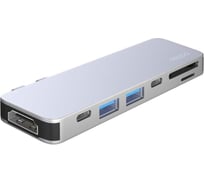 Адаптер для MacBook Deppa 7-в-1, USB-C серебро 73122