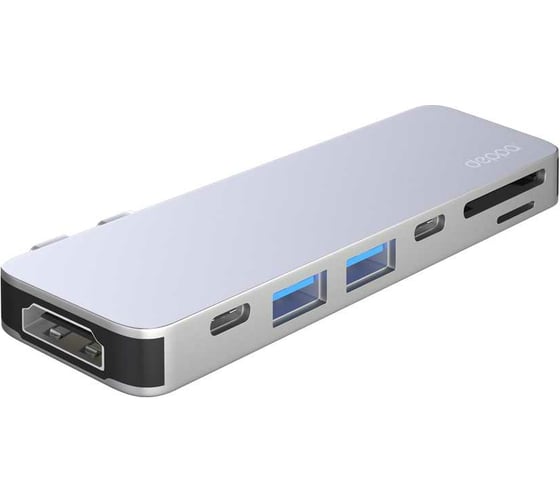 Адаптер для MacBook Deppa 7-в-1, USB-C серебро 73122 1
