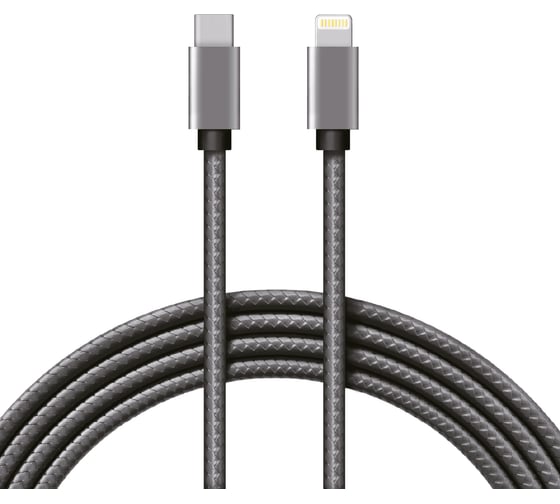 Кабель REXANT USB Type-C - Lightning, Power Delivery, 1 м, для iPhone, графит нейлоновая оплетка 18-7054