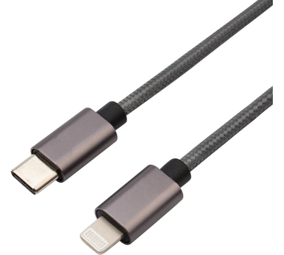 Кабель REXANT USB Type-C - Lightning, Power Delivery, 1 м, для iPhone, графит нейлоновая оплетка 18-7054