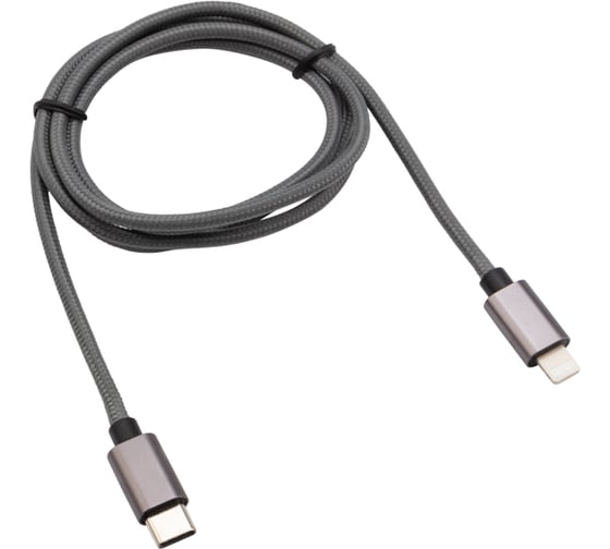Кабель REXANT USB Type-C - Lightning, Power Delivery, 1 м, для iPhone, графит нейлоновая оплетка 18-7054 1