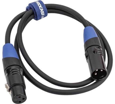 Межблочный балансный кабель PROCAST cable XLR m/XLR f.1 XLR m/XLR f, длина 1m, черный НФ-00000419