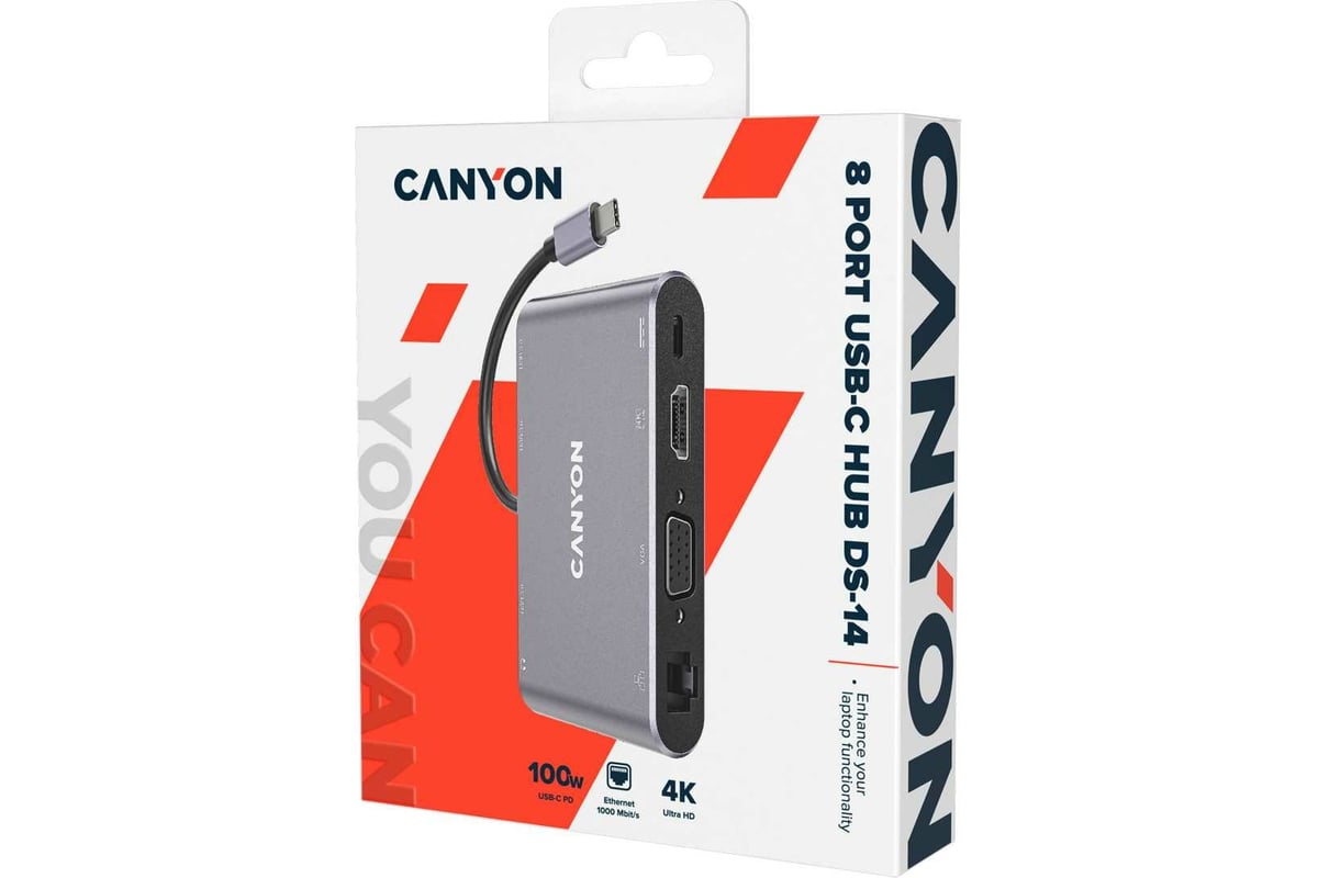 Мультипортовый хаб Canyon 8-в-1 DS-14 CNS-TDS14