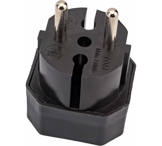 Блок на 2 гнезда TDM ELECTRIC 2П 2,5 А 250 B под плоскую вилку черный SQ1806-0306