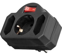 Блок на 3 гнезда с выключателем TDM ELECTRIC с индикацией: 1x2П+3 16А+2x2П 2,5А под плоскую вилку 250B черный SQ1806-0302