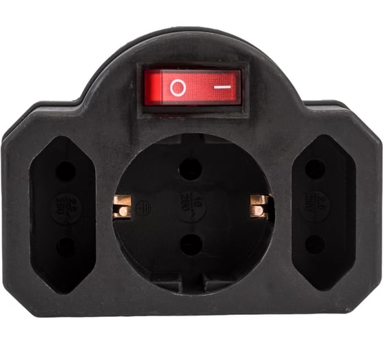 Блок на 3 гнезда с выключателем TDM с индикацией: 1x2П+3 16А+2x2П 2,5А ...