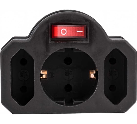 Блок на 3 гнезда с выключателем TDM ELECTRIC с индикацией: 1x2П+3 16А+2x2П 2,5А под плоскую вилку 250B черный SQ1806-0302