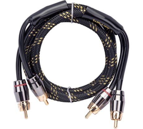 Межблочный кабель SWAT 2RCA-2RCA, 1.0 метров, витая пара, 3 экрана, медь SIX-210