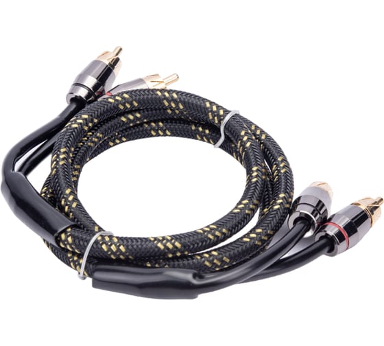 Межблочный кабель SWAT 2RCA-2RCA, 1.0 метров, витая пара, 3 экрана, медь SIX-210