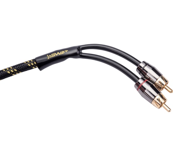 Межблочный кабель SWAT 2RCA-2RCA, 1.0 метров, витая пара, 3 экрана, медь SIX-210