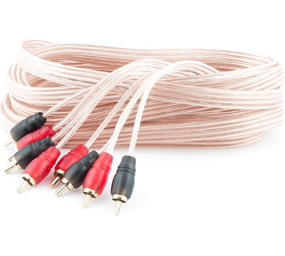 Межблочный кабель SWAT 4RCA-4RCA, 5.0 метров, коаксиал, прозрачный, медь SIL-450 1