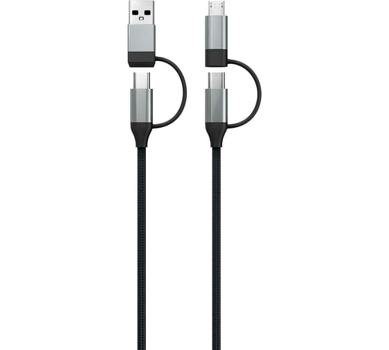 Дата-кабель Red Line 4в1 (USB -Type-C, Type-C - Type-C, Micro-USB - Type-C, Micro-USB - USB), черный УТ000014194 1