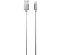 Дата-кабель Red Line S7 USB - 8 - pin для Apple, металлическая обмотка, серебристый УТ000010468