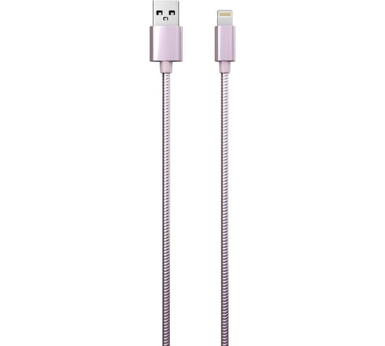 Дата-кабель Red Line S7 USB - 8 - pin для Apple, металлическая обмотка, розовый УТ000010470 1