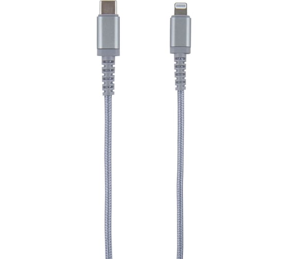 Дата-кабель Red Line Type-C – Lightning MFI для Apple, нейлоновая оплетка, серебристый УТ000018477 1