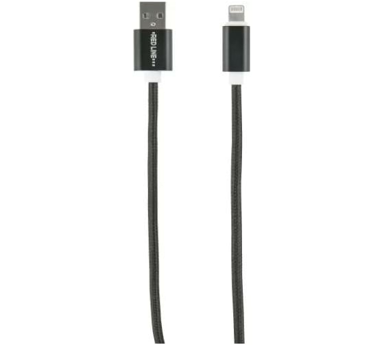 Дата-кабель Red Line USB – 8 – pin для Apple нейлоновая оплетка, черный УТ000013405 1