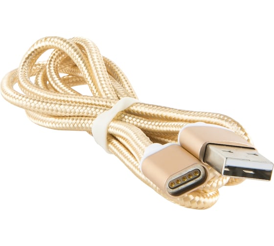Дата-кабель Red Line магнитный, USB - Type-C, нейлоновая оплетка, золотой УТ000012853