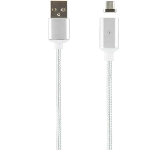 Дата-кабель Red Line магнитный, USB - micro USB, нейлоновая оплетка, серебристый УТ000012857 1