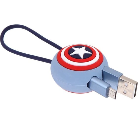 Кабель-брелок Red Line USB - Lightning, Captain America, Marvel, 20 см, синий УТ000018829 1