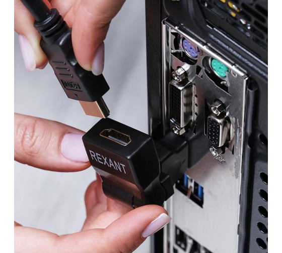Поворотный переходник штекер REXANT HDMI - HDMI гнездо 17-6813