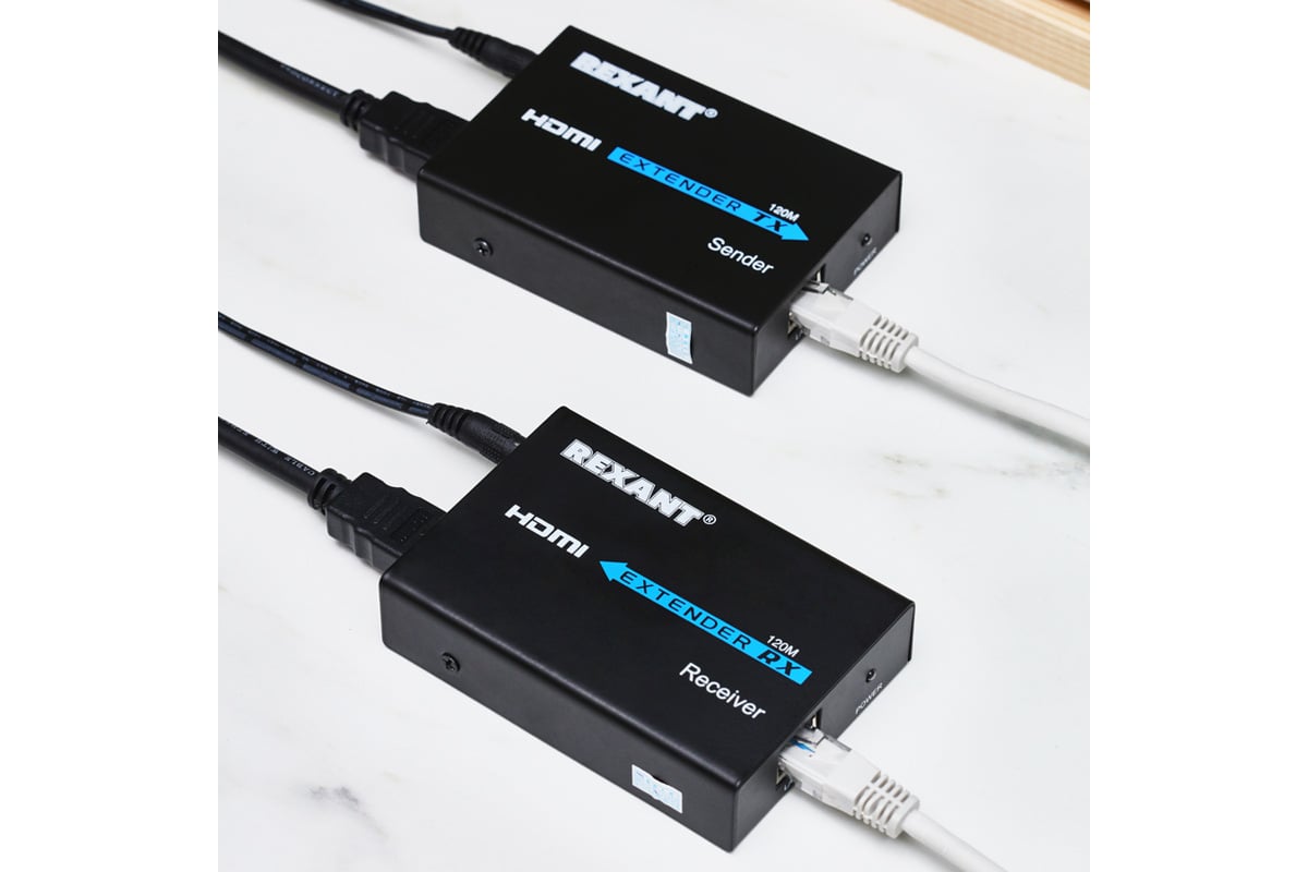 Удлинитель HDMI по витой паре RJ-45 8P-8C REXANT категории 5е/6 до 120 .