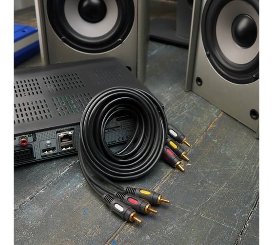 Кабель REXANT 3RCA - 3RCA 3 м, Gold 06-3051
