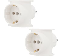 Набор электрических универсальных тройников REXANT 16 А, одно гнездо с заземлением, белый 2 шт 11-1080-2