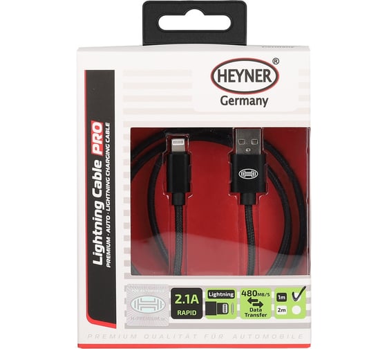 Кабель Heyner Премиум Lightning USB 2.0 DATA Transfer 480 mb/s 1M Черный 511730 1