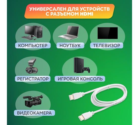 Кабель HDMI 1.4 REXANT Gold, 4К, 1,5 метра белый 17-6203-1