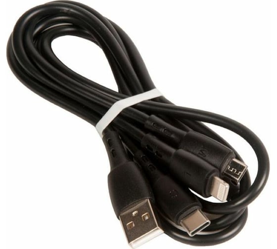Кабель USB Borofone BX71 Shengda для Lightning, Micro USB, Type-C, 2.0A, длина 1м, черный 903692