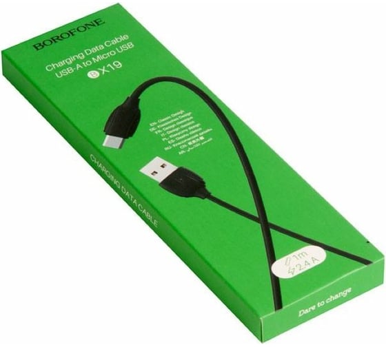 Кабель USB Borofone BX19 для Micro-USB, 2.4A, длина 1м, черный 903282