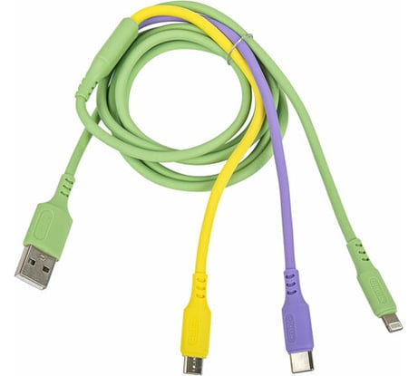 Кабель для зарядки SONNEN 3в1 USB 2.0-Micro USB/Type-C/Lightning, 1м, медь 513562