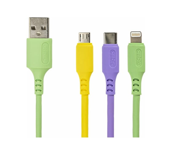 Кабель для зарядки SONNEN 3в1 USB 2.0-Micro USB/Type-C/Lightning, 1м, медь 513562