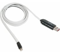 Кабель Hoco USB U29 LED displayed timing для Lightning, 2.0A, длина 1.2м, белый 648427