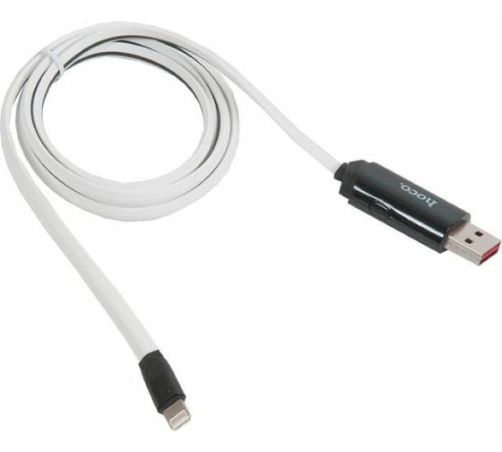 Кабель Hoco USB U29 LED displayed timing для Lightning, 2.0A, длина 1.2м, белый 648427 1